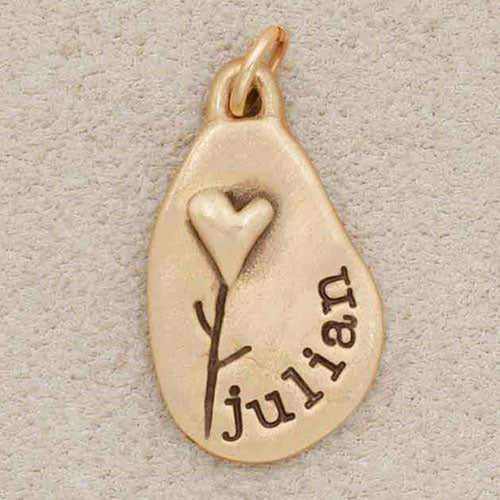 Heart with Flower Charm {10K Solid Gold}