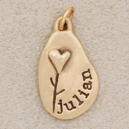 Heart with Flower Charm {10K Solid Gold}