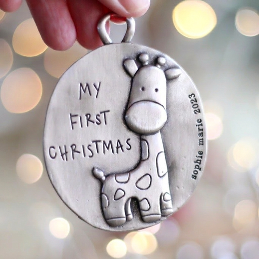 First Christmas Giraffe Ornament (Pewter)