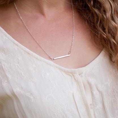 Personalized Cross Bar Necklace (Sterling Silver)