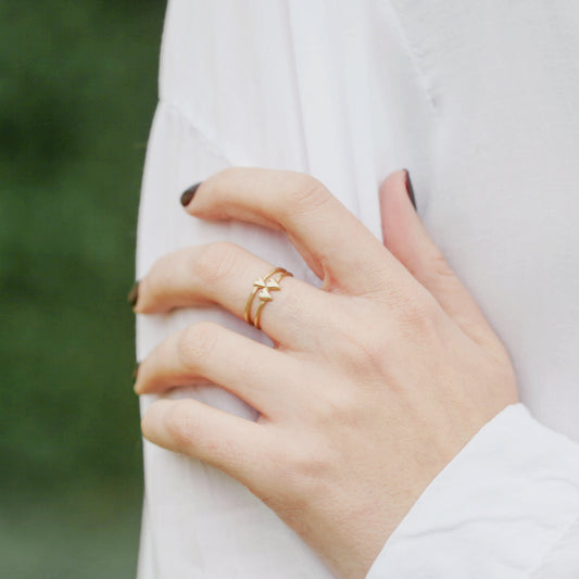 Sweet Love Ring - Two Hearts (14K Solid Gold)