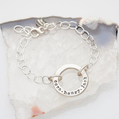 Open Circle Pearl Bracelet (Sterling Silver)