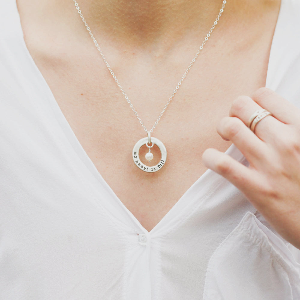 Open Circle Pearl Necklace (Sterling Silver)