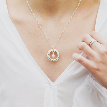 Open Circle Pearl Necklace (Sterling Silver)