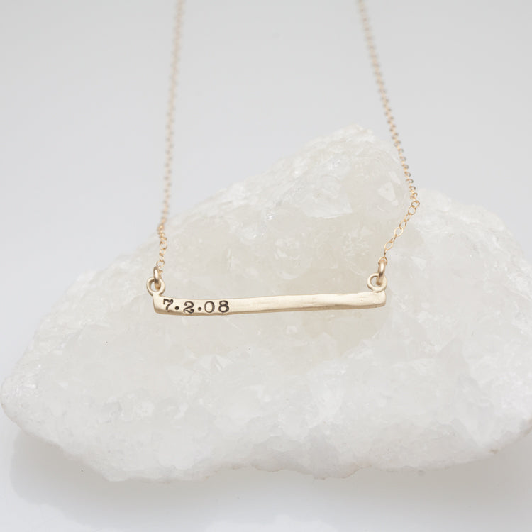 Personalized Cross Bar Necklace {14K Solid Gold}