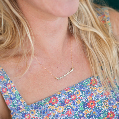 Personalized Cross Bar Necklace {14K Solid Gold}