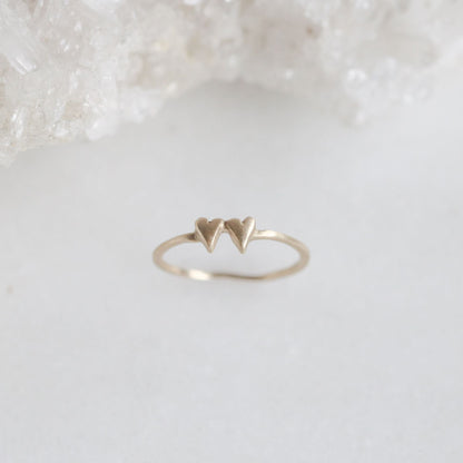 Sweet Love Ring - Two Hearts (9K Solid Gold)