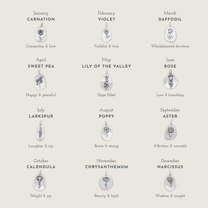 November Birth Flower Charm (Sterling Silver)