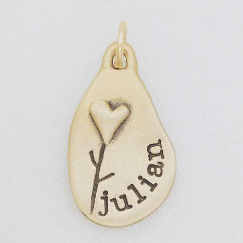 Heart with Flower Charm {10K Solid Gold}