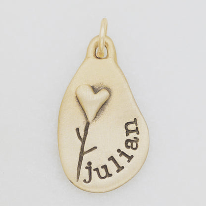 Heart with Flower Charm {10K Solid Gold}