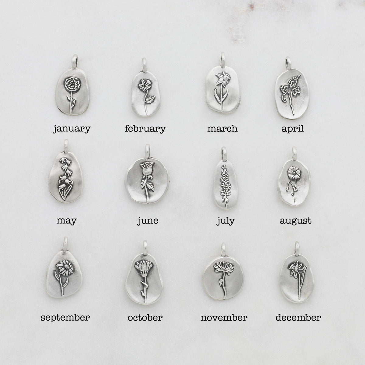 October Birth Flower Charm {Sterling Silver}