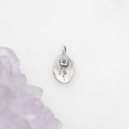August Birth Flower Charm (Sterling Silver)