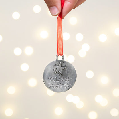 Babe In A Manger Ornament Set (Pewter)
