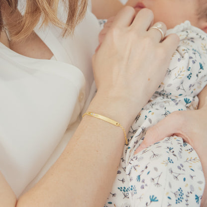 Cross Bar Birthstone Bracelet (9K Solid Gold)