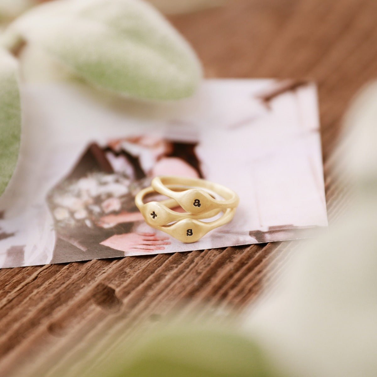 Initial Stacking Ring {14K Solid Gold}