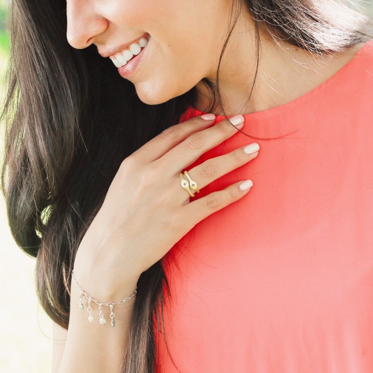 Initial Stacking Ring {14K Solid Gold}