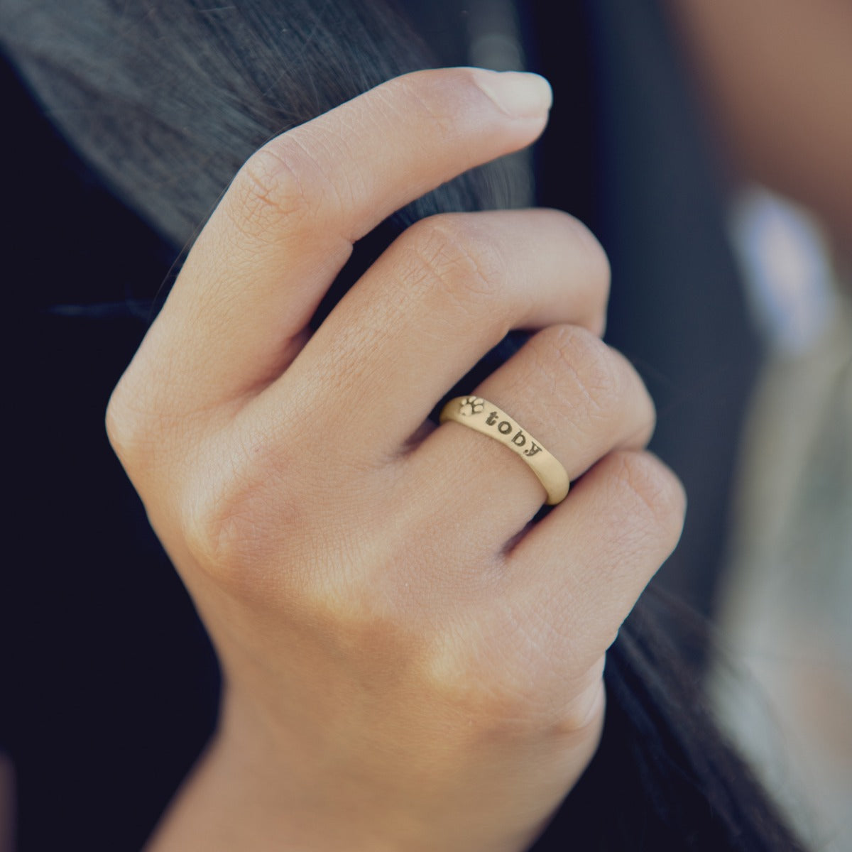 Furry Footprint Stacking Ring (Gold Plated)