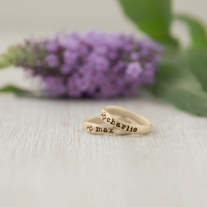 Furry Footprint Stacking Ring (Gold Plated)