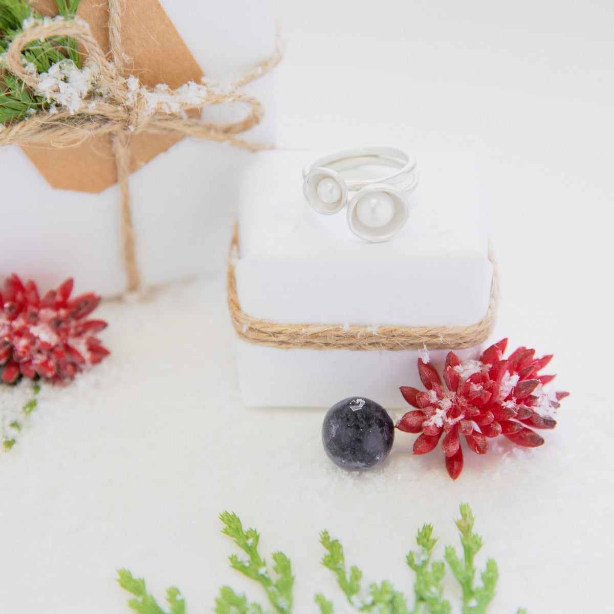 Nesting Freshwater Small Pearl Ring (Sterling Silver)