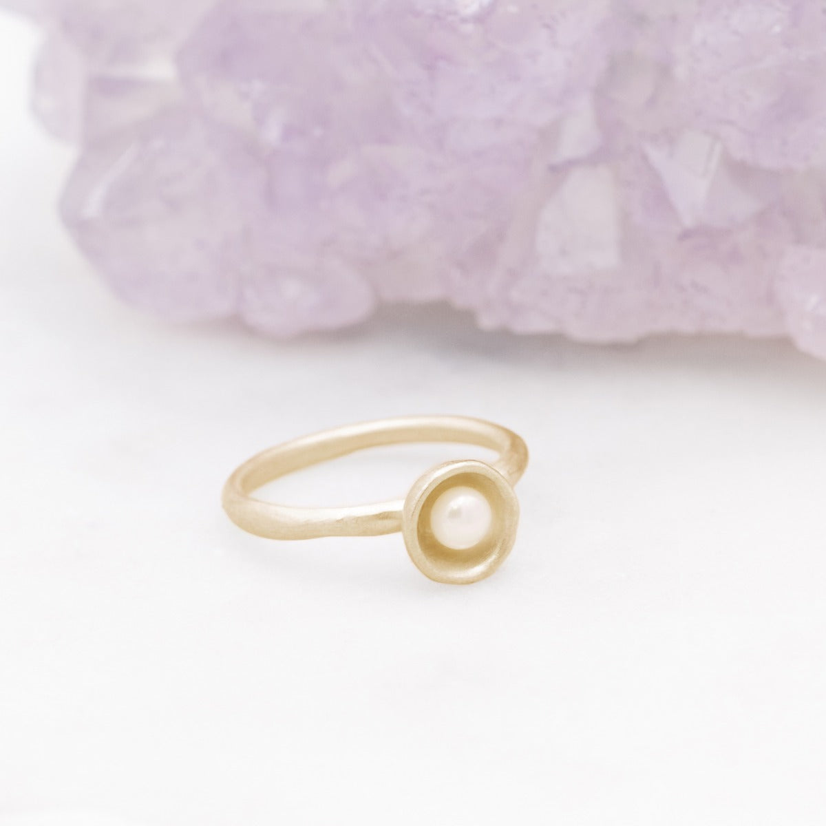 Nesting Freshwater Small Pearl Ring {10K Solid Gold}
