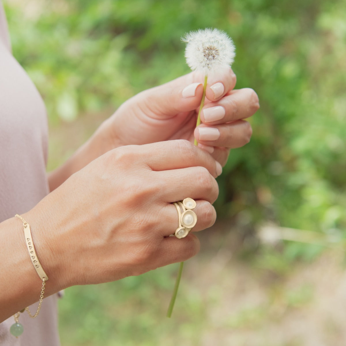 Nesting Freshwater Large Pearl Ring {10K Solid Gold}