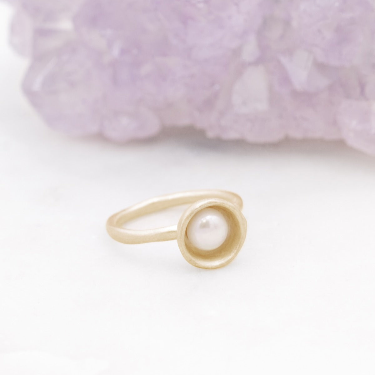 Nesting Freshwater Large Pearl Ring {10K Solid Gold}