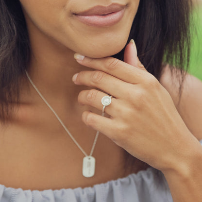 Nesting Freshwater Large Pearl Ring (Sterling Silver)