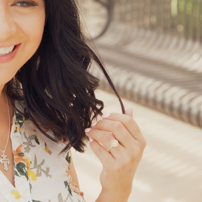 Nesting Freshwater Large Pearl Ring {10K Solid Gold}