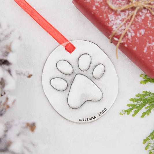 Furry Footprint Ornament (Pewter)