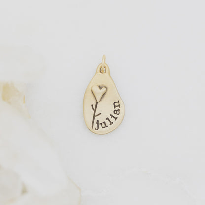 Heart with Flower Charm {10K Solid Gold}
