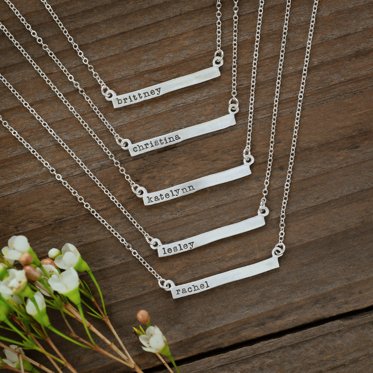 Personalized Cross Bar Necklace (Sterling Silver)