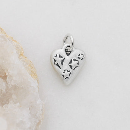 Starry Heart Charm (Sterling Silver)