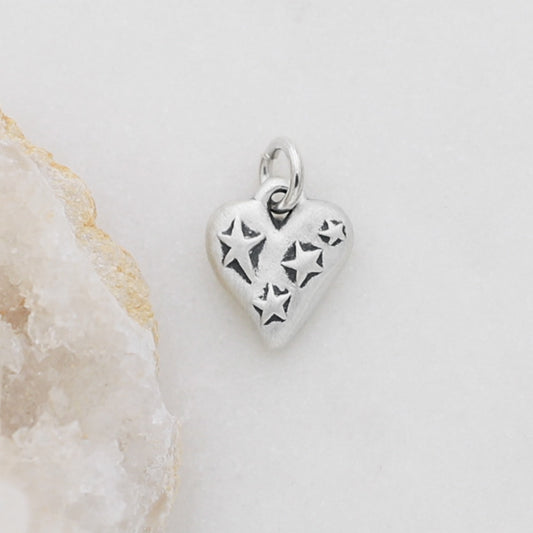 Starry Heart Charm (Sterling Silver)