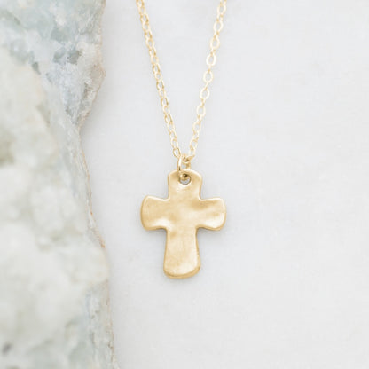 Grace For Today Cross Necklace (14K Solid Gold)