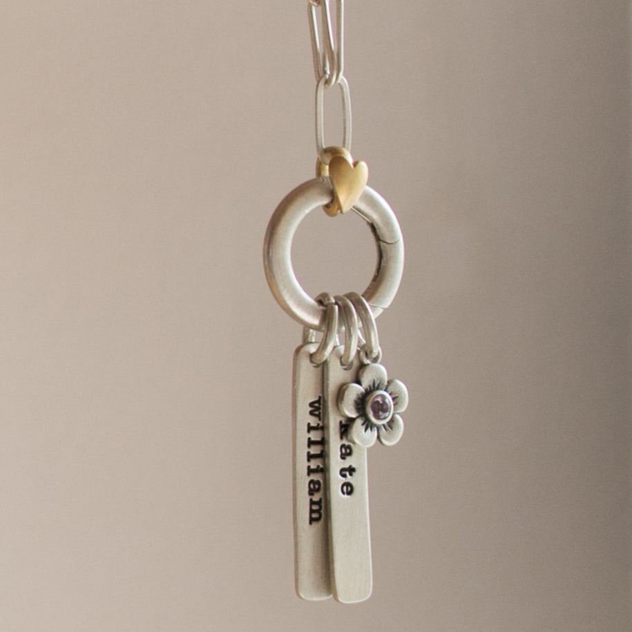 Golden Heart Buildable Charm Necklace (Sterling Silver)