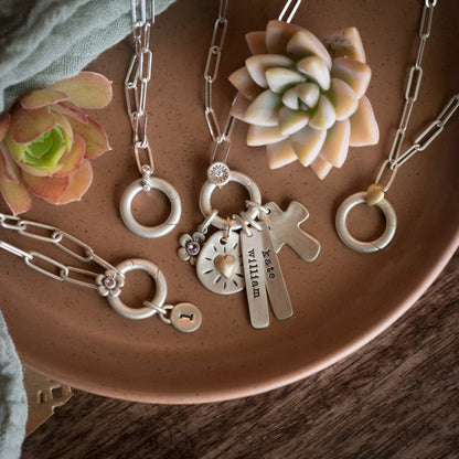 Birthstone Bloom Buildable Charm Necklace (Sterling Silver)