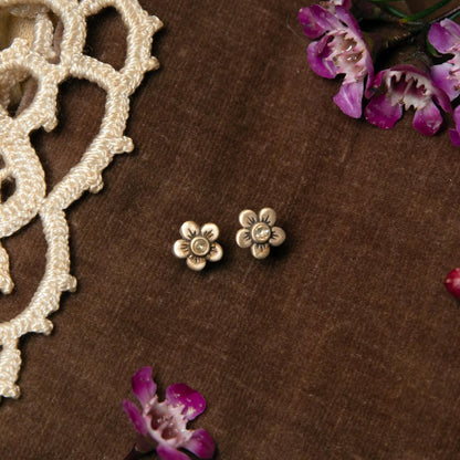 Birthstone Bloom Stud Earrings (9K Solid Gold)