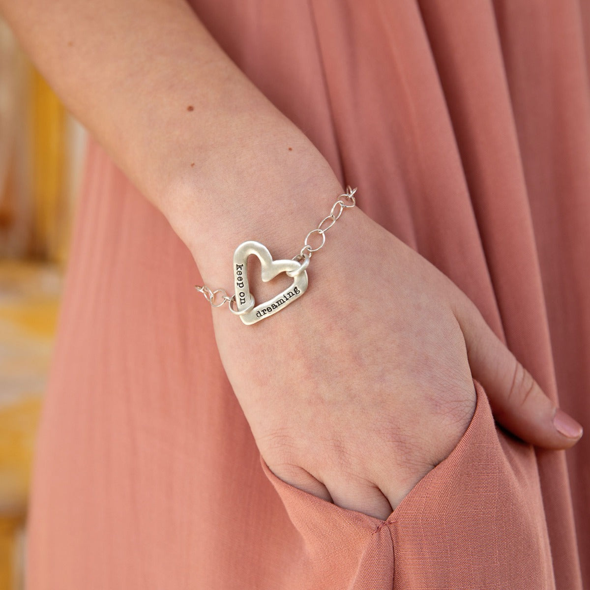 Molded Heart Bracelet (Sterling Silver)