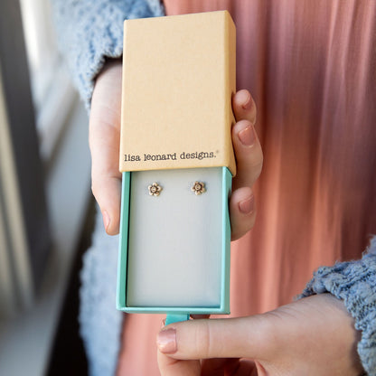 Birthstone Bloom Stud Earrings (9K Solid Gold)