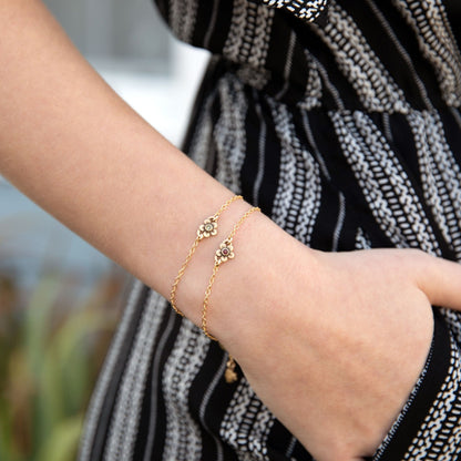 Birthstone Bloom Bracelet (9K Solid Gold)