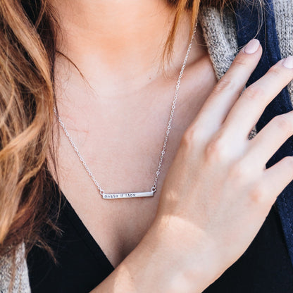 Personalized Cross Bar Necklace (Sterling Silver)