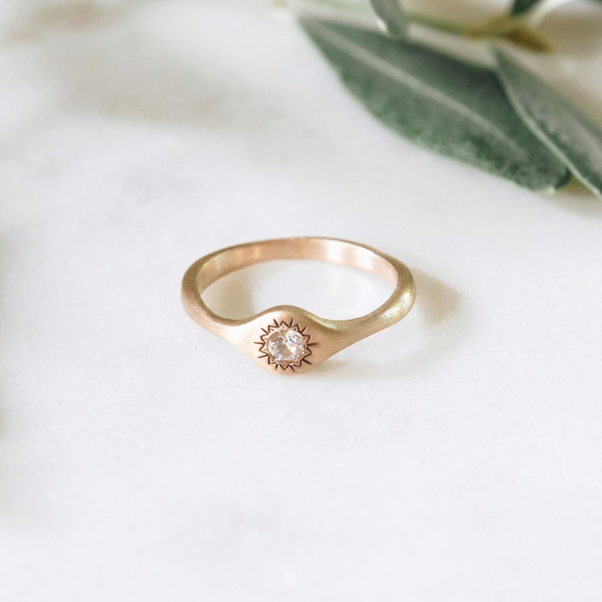 Sunburst Stacking Ring {14K Solid Gold}