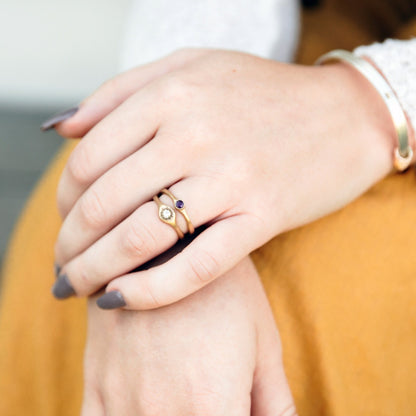 Sunburst Stacking Ring {14K Solid Gold}