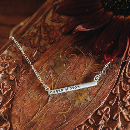 Personalized Cross Bar Necklace (Sterling Silver)