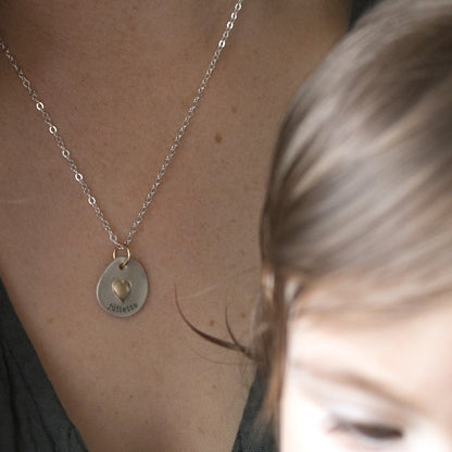 Love and be loved Necklace (Sterling Silver & 14K Solid Gold)