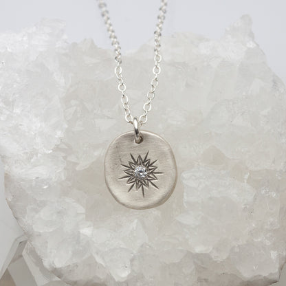 Sunburst Diamond Necklace (Sterling Silver)
