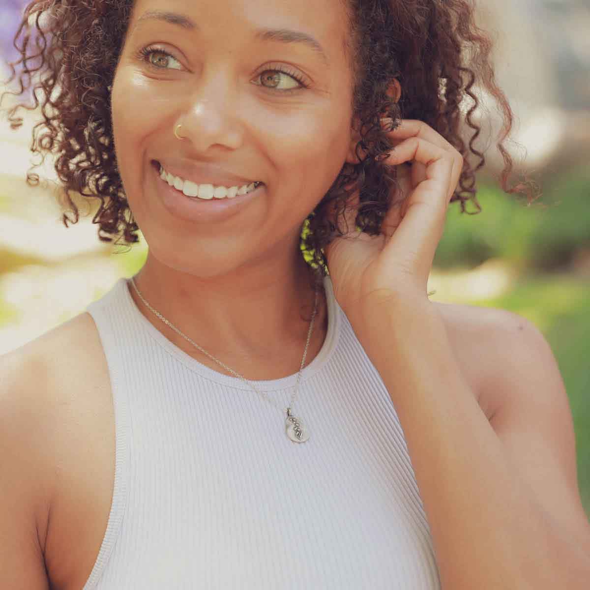 May Birth Flower Necklace (Pewter)