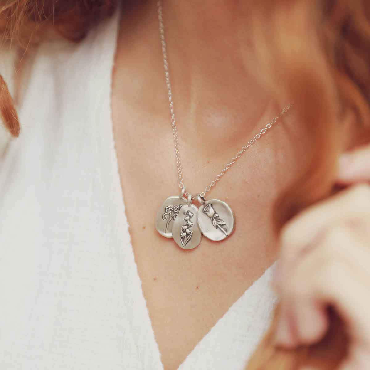 May Birth Flower Necklace (Sterling Silver)