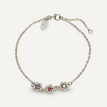 Mother's Birthstone Bloom Bracelet (Sterling Silver)