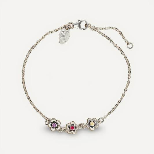 Mother's Birthstone Bloom Bracelet (Sterling Silver)